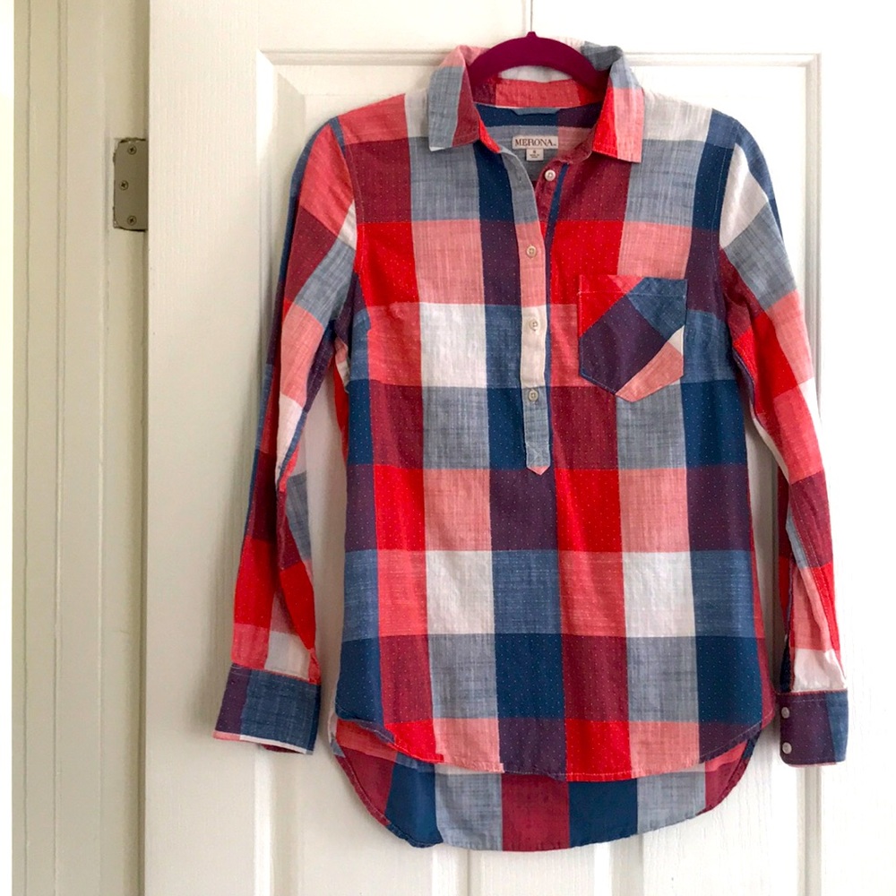 Merona plaid button down collared shirt